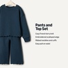 Amazon Essentials x Sofia Grainge Toddlers and Baby Girls’ French Terry Sweatshirt Pant and Top Set(Dark Navy)