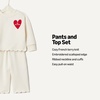 Amazon Essentials x Sofia Grainge Toddlers and Baby Girls’ French Terry Sweatshirt Pant and Top Set(Ivory Ivory Red Valentine)