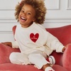 Amazon Essentials x Sofia Grainge Toddlers and Baby Girls’ French Terry Sweatshirt Pant and Top Set(Ivory Ivory Red Valentine)