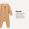 Amazon Essentials x Sofia Grainge Unisex Babies’ Cotton Knit Playsuit(Light Camel)