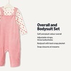 Amazon Essentials x Sofia Grainge Unisex Babies’ Velour Overall and Long Sleeve Bodysuit Set(Blush/Hearts)