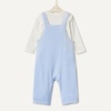 Amazon Essentials x Sofia Grainge Unisex Babies’ Velour Overall and Long Sleeve Bodysuit Set(Ivory/Light Blue)