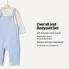 Amazon Essentials x Sofia Grainge Unisex Babies’ Velour Overall and Long Sleeve Bodysuit Set(Ivory/Light Blue)