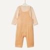 Amazon Essentials x Sofia Grainge Unisex Babies’ Velour Overall and Long Sleeve Bodysuit Set(Light Camel/Stripe)