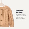 Amazon Essentials x Sofia Grainge Unisex Toddlers and Babies’ Cable Knit Cotton Fisherman Cardigan Sweater(Light Camel)
