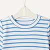 Amazon Essentials x Sofia Grainge Unisex Toddlers and Babies’ Cotton Knit Short Sleeve Shirt & Pants Set(Blue Ivory Uneven Stripe)