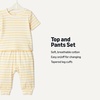 Amazon Essentials x Sofia Grainge Unisex Toddlers and Babies’ Cotton Knit Short Sleeve Shirt & Pants Set(Warm Yellow Ivory Uneven Stripe)