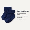 Amazon Essentials x Sofia Grainge Unisex Toddlers and Babies’ Knitted Turn Cuff Socks(Heather Grey/Light Blue/Navy)