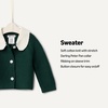 Amazon Essentials x Sofia Grainge Unisex Toddlers and Babies’ Peter Pan Collar Sweater Jacket, Soft Cotton Knit with Stretch(Dark Green)