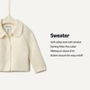 Amazon Essentials x Sofia Grainge Unisex Toddlers and Babies’ Peter Pan Collar Sweater Jacket, Soft Cotton Knit with Stretch(Ivory)