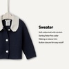Amazon Essentials x Sofia Grainge Unisex Toddlers and Babies’ Peter Pan Collar Sweater Jacket, Soft Cotton Knit with Stretch(Navy)