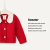 Amazon Essentials x Sofia Grainge Unisex Toddlers and Babies’ Peter Pan Collar Sweater Jacket, Soft Cotton Knit with Stretch(Red)