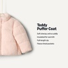 Amazon Essentials x Sofia Grainge Unisex Toddlers and Babies’ Teddy Puffer Jacket, Winter Coat, Fleece Lined(Light Pink)