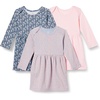 Amazon Essentials Baby Girls’ Cotton Long-Sleeve Dress with Gathered Waist, Pack of 3(Pale Pink/Blue Posey Floral)