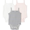 Amazon Essentials Baby Girls’ Cotton Sleeveless Bodysuits, Baby Clothes, Pack of 3(Pale Pink/White/French Stripe)