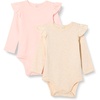 Amazon Essentials Baby Girls’ Long-Sleeved Ruffle Bodysuits(Oatmeal Heather/Pale Pink)