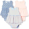 Amazon Essentials Baby Girls’ Sleeveless Bodysuit Dress, Pack of 3(Pale Pink/Blue Posey Floral)