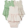 Amazon Essentials Baby Girls’ Sleeveless Bodysuit Dress, Pack of 3(Sage Green Ditsy Floral/Stripe)