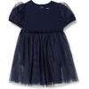 Amazon Essentials Baby Girls’ Tulle Bodysuit Dress with Puff Sleeves(Navy)