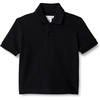 Amazon Essentials Boys and Toddlers’ Cotton Spandex Pique Polo Shirt, Breathable Stretch Knit(Black)
