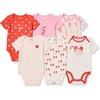 Amazon Essentials Disney | Marvel | Star Wars | Princess Baby Girls’ Cotton Knit Short-Sleeve Bodysuits, Pack of 6(Minnie Rainbow Chaser)