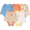 Amazon Essentials Disney Unisex Babies’ Cotton Knit Long-Sleeve Bodysuits, Pack of 5(Lion King Play Eat Roar)