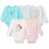 Amazon Essentials Disney Unisex Babies’ Cotton Knit Long-Sleeve Bodysuits, Pack of 5(Princess Friends)