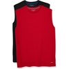 Amazon Essentials Men’s Active Performance Tech Muscle Sleeveless Top, Breathable Moisture Wicking Workout Shirt(Black/Red)