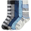 Amazon Essentials Men’s Comfortable Patterned Dress Crew Socks, 5 Pairs(Assorted Cobalt)