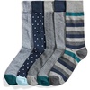 Amazon Essentials Men’s Comfortable Patterned Dress Crew Socks, 5 Pairs(Assorted Green)