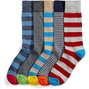 Amazon Essentials Men’s Comfortable Patterned Dress Crew Socks, 5 Pairs(Assorted Stripes)
