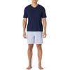 Amazon Essentials Men’s Cotton Poplin Pajama Short with T-Shirt Set, Breathable Loungewear, Summer Sleepwear(Navy/Thin Stripe)