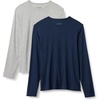 Amazon Essentials Men’s Long Sleeve Super Soft Modal Undershirt, Pack of 2(Medium Grey Heather / Navy)