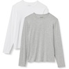 Amazon Essentials Men’s Long Sleeve Super Soft Modal Undershirt, Pack of 2(White / Medium Grey Heather)
