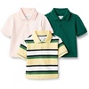 Amazon Essentials Toddler and Baby Boys’ Cotton Spandex Polo Shirt(Dark Green/Pale Pink/Block Stripe)