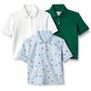 Amazon Essentials Toddlers and Baby Girls’ Cotton Spandex Polo Shirt, Breathable Stretch Pique Knit, Pack of 3(Dark Green/White/Lion and Pony)
