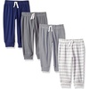 Amazon Essentials Unisex Babies’ Cotton Pull-On Pants(Solid  Stripe  Navy and Grey Pack)