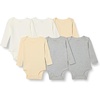 Amazon Essentials Unisex Babies’ Long-Sleeve Cotton Bodysuits, Pack of 6(Beige/Light Grey Heather/White)