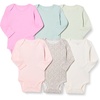 Amazon Essentials Unisex Babies’ Long-Sleeve Cotton Bodysuits, Pack of 6(Pink/Floral)