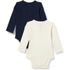Amazon Essentials Unisex Babies’ Long-Sleeve Cotton Ribbed Henley Bodysuits(Oatmeal Heather/Navy)