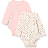 Amazon Essentials Unisex Babies’ Long-Sleeve Cotton Ribbed Henley Bodysuits(Pale Pink/Dots)
