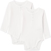 Amazon Essentials Unisex Babies’ Long-Sleeve Cotton Ribbed Henley Bodysuits(White)