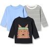 Amazon Essentials Unisex Babies’ Relaxed-Fit 100% Cotton Long-Sleeve T-Shirts(Blue/Dog/Stripe)