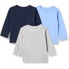 Amazon Essentials Unisex Babies’ Relaxed-Fit 100% Cotton Long-Sleeve T-Shirts(Blue/Navy/Heather)