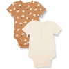 Amazon Essentials Unisex Babies’ Short Sleeve Henley Bodysuit, Pack of 2(Pale Peach/Lion and Pony)