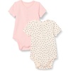 Amazon Essentials Unisex Babies’ Short Sleeve Henley Bodysuit, Pack of 2(Pale Pink/Dots)