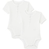 Amazon Essentials Unisex Babies’ Short Sleeve Henley Bodysuit, Pack of 2(White)