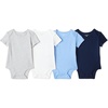Amazon Essentials Unisex Babies’ Short-Sleeve Bodysuits(Blue/Light Heather Grey)