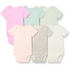 Amazon Essentials Unisex Babies’ Short-Sleeve Bodysuits(Pink/Floral)