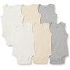 Amazon Essentials Unisex Babies’ Sleeveless Cotton Rib Bodysuits, Pack of 6(Beige/Light Grey Heather/White)